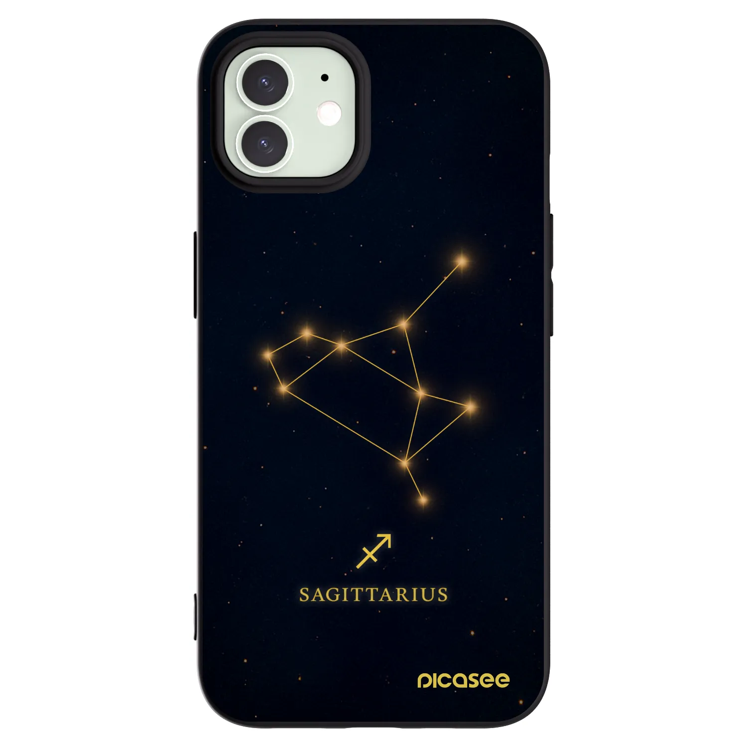 Picasee silikonowe czarne etui na Apple iPhone 12 - SAGITTARIUS