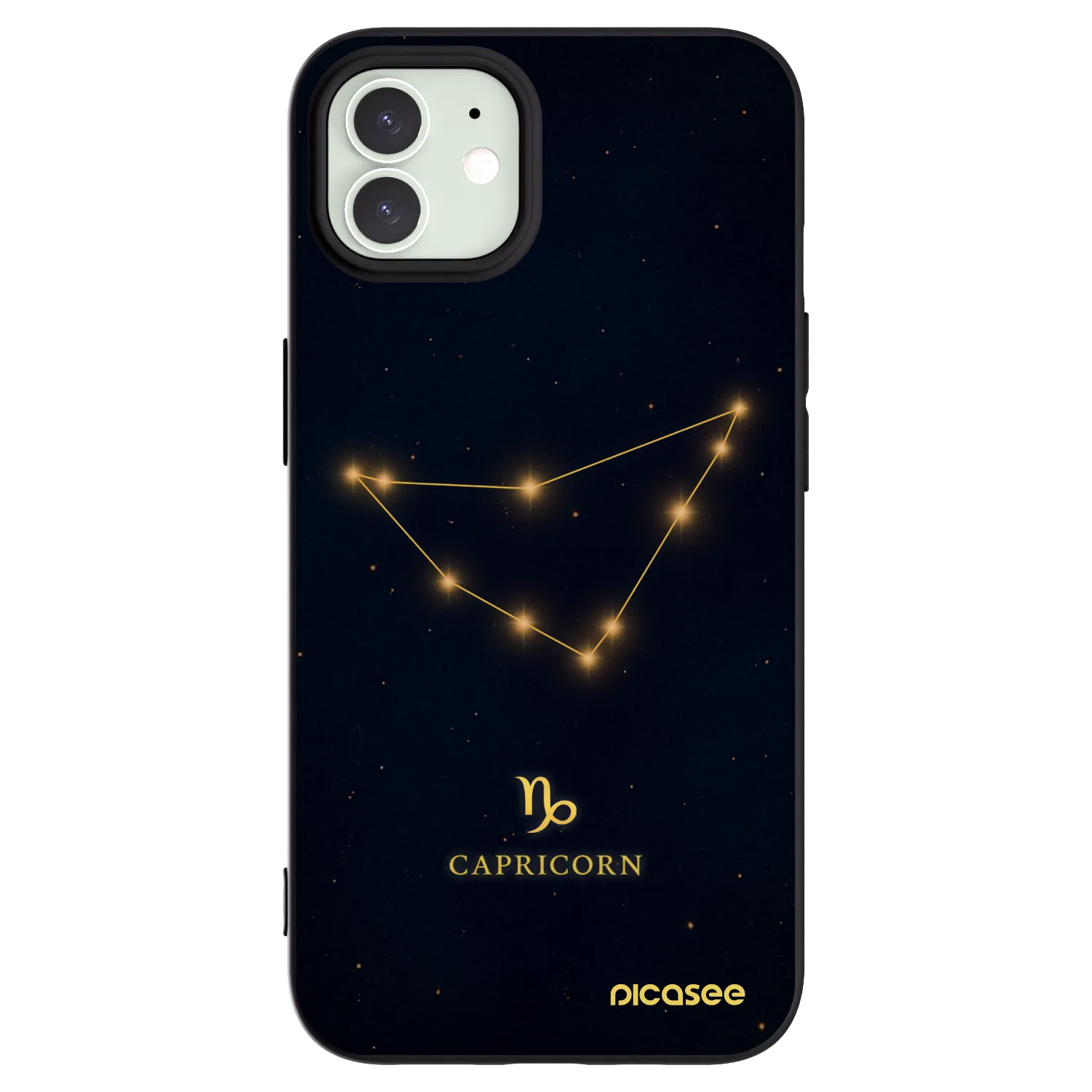 Picasee silikonowe czarne etui na Apple iPhone 12 - CAPRICORN