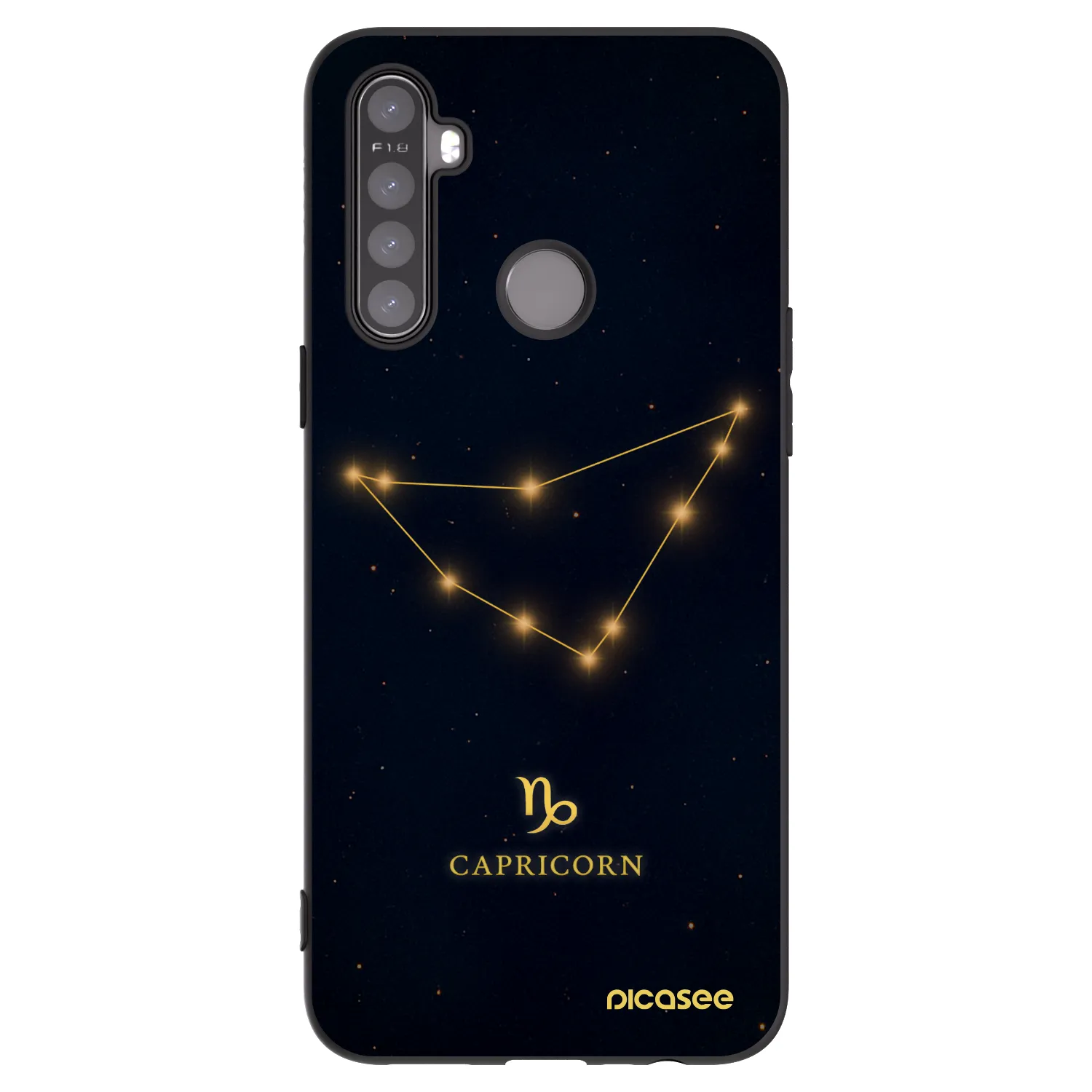 Picasee silikonowe czarne etui na Realme 5 - CAPRICORN