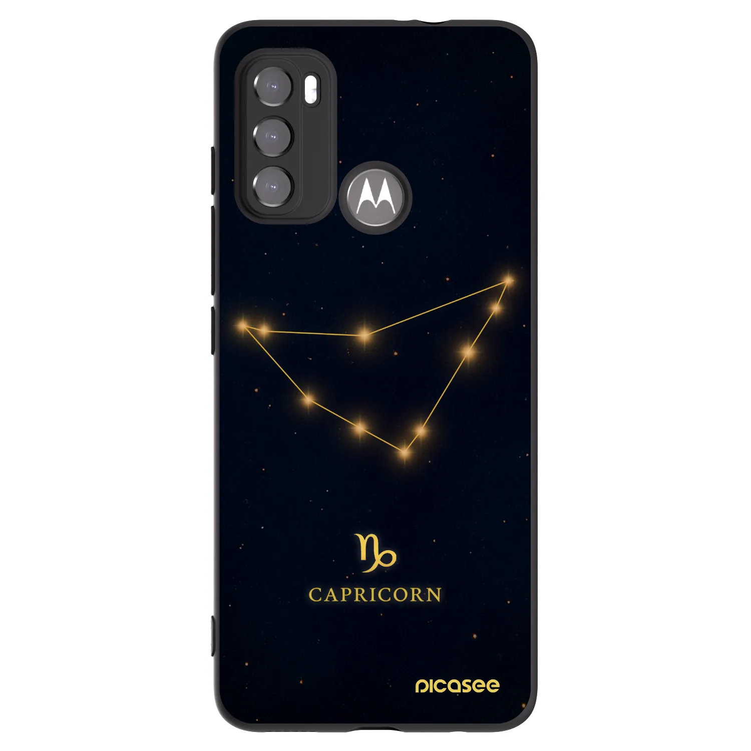 Picasee silikonowe czarne etui na Motorola Moto G60 - CAPRICORN