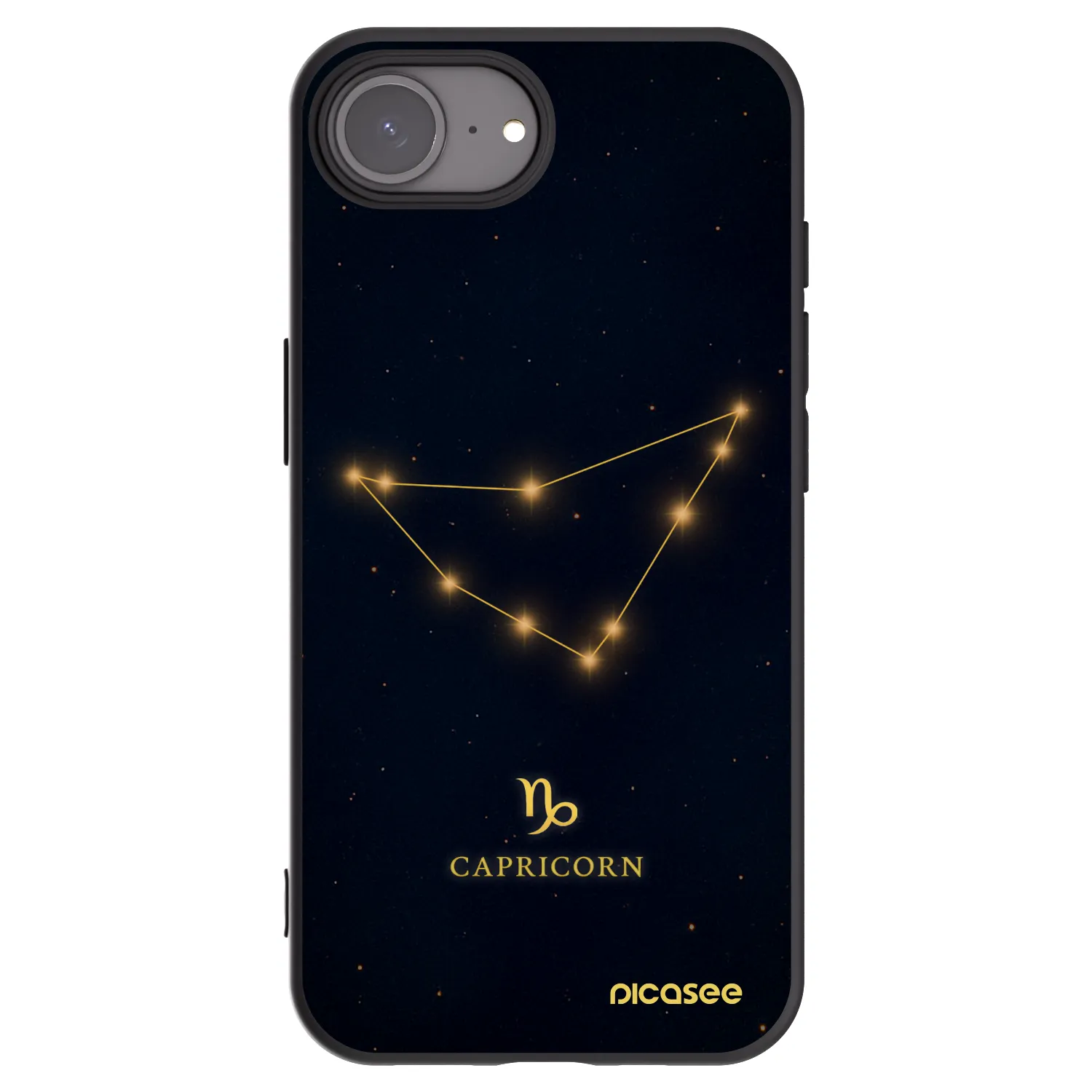Picasee silikonowe czarne etui na Apple iPhone 16e - CAPRICORN