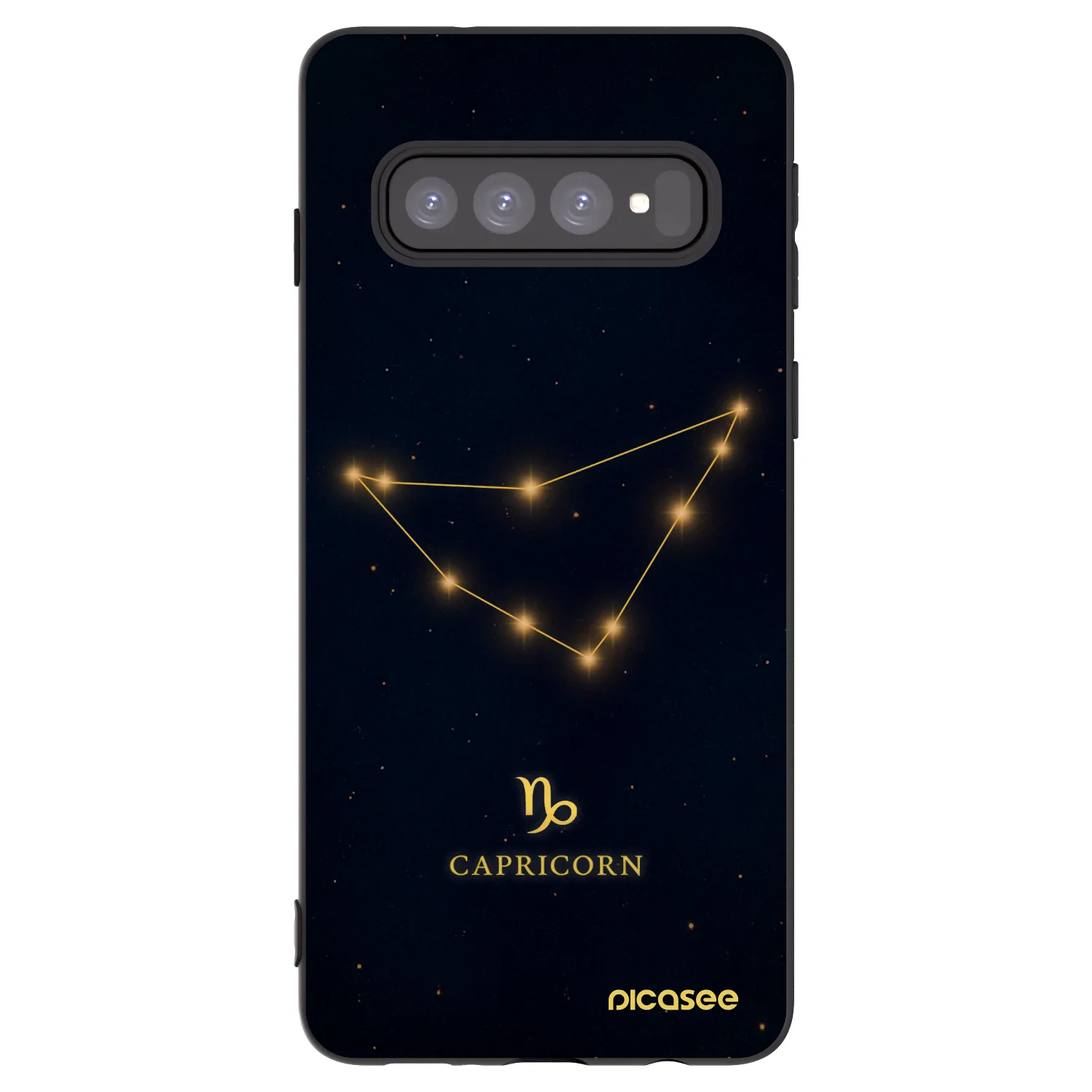 Picasee silikonowe czarne etui na Samsung Galaxy S10 G973 - CAPRICORN