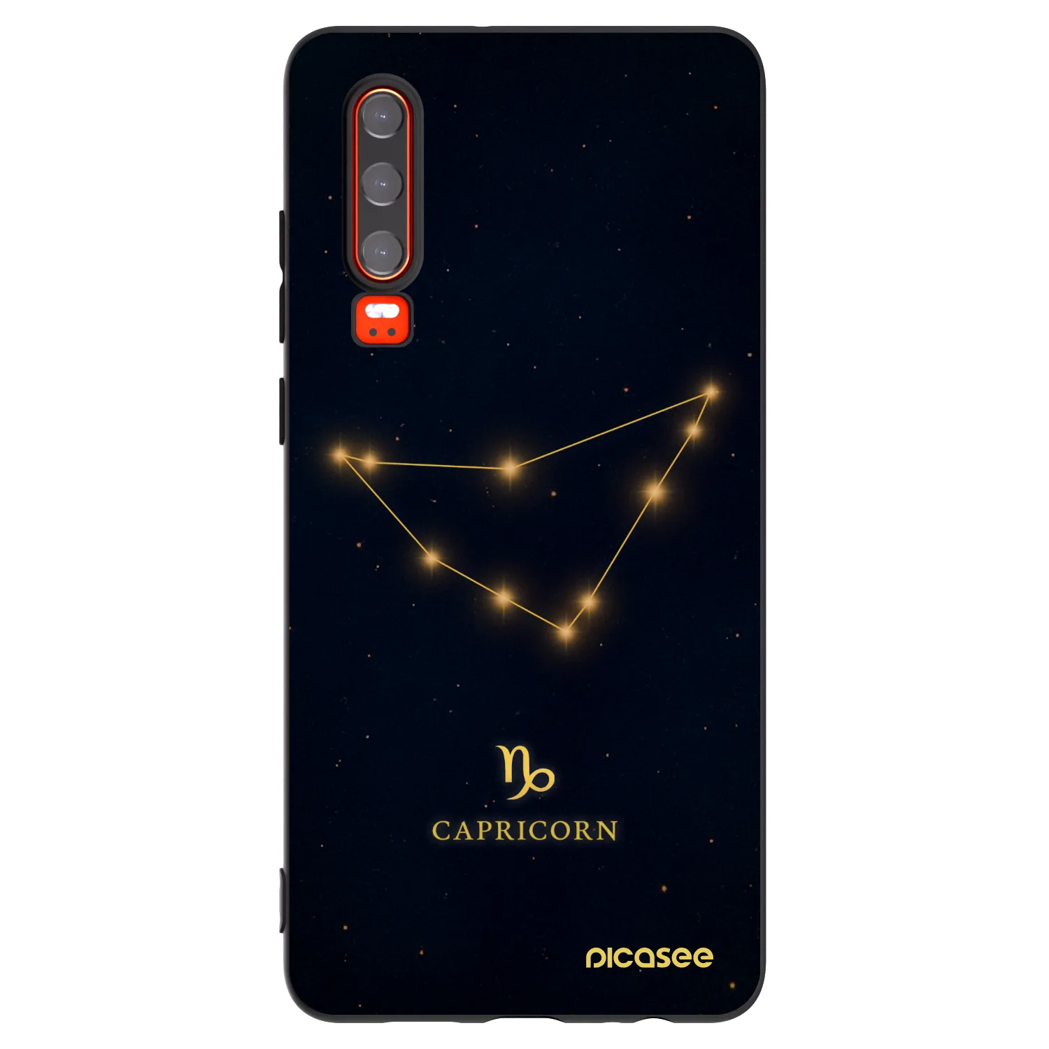 Picasee silikonowe czarne etui na Huawei P30 - CAPRICORN