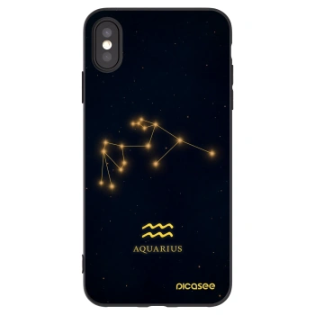 Picasee silikonowe czarne etui na Apple iPhone XS Max - AQUARIUS