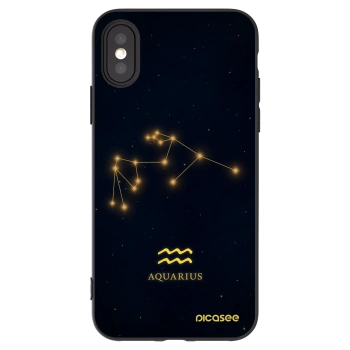Picasee silikonowe czarne etui na Apple iPhone X/XS - AQUARIUS