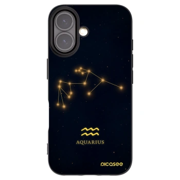 Picasee silikonowe czarne etui na Apple iPhone 16 - AQUARIUS