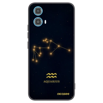 Picasee silikonowe czarne etui na Motorola Moto G34 5G - AQUARIUS
