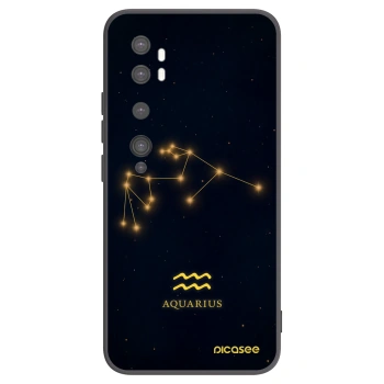 Picasee silikonowe czarne etui na Xiaomi Mi Note 10 (Pro) - AQUARIUS