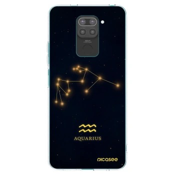 Picasee silikonowe czarne etui na Xiaomi Redmi Note 9 - AQUARIUS