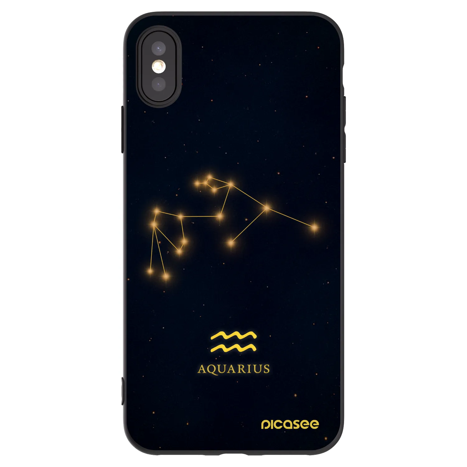 Picasee silikonowe czarne etui na Apple iPhone XS Max - AQUARIUS