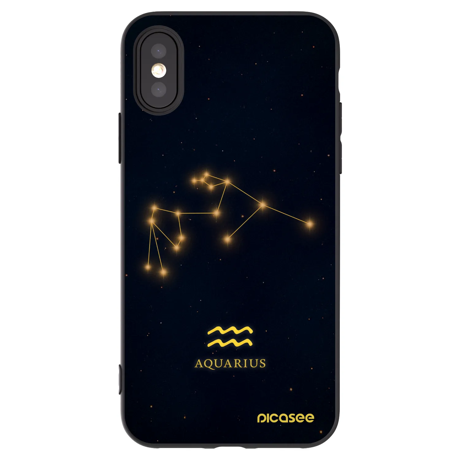 Picasee silikonowe czarne etui na Apple iPhone X/XS - AQUARIUS