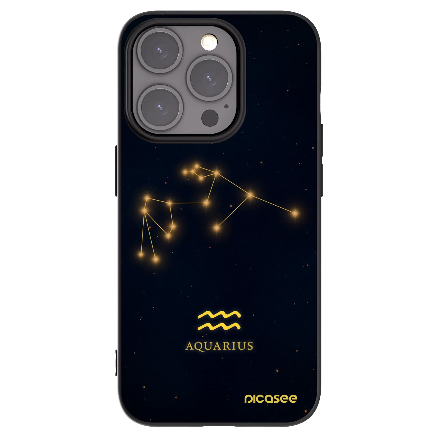 Picasee silikonowe czarne etui na Apple iPhone 15 Pro - AQUARIUS