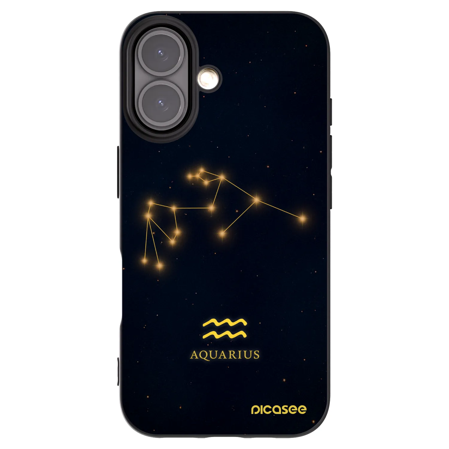 Picasee silikonowe czarne etui na Apple iPhone 16 - AQUARIUS