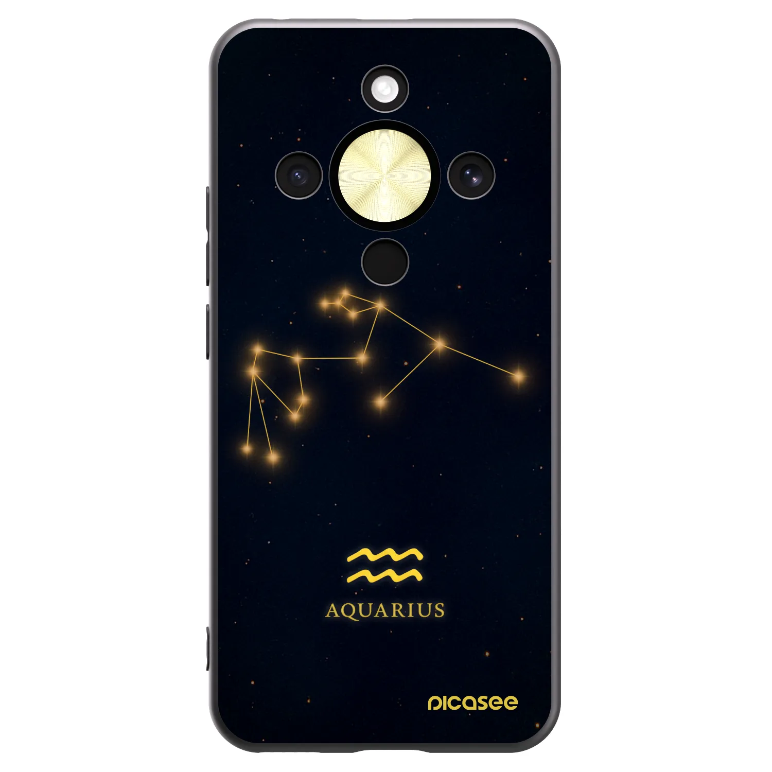 Picasee silikonowe czarne etui na Honor Magic8 Lite 5G - AQUARIUS