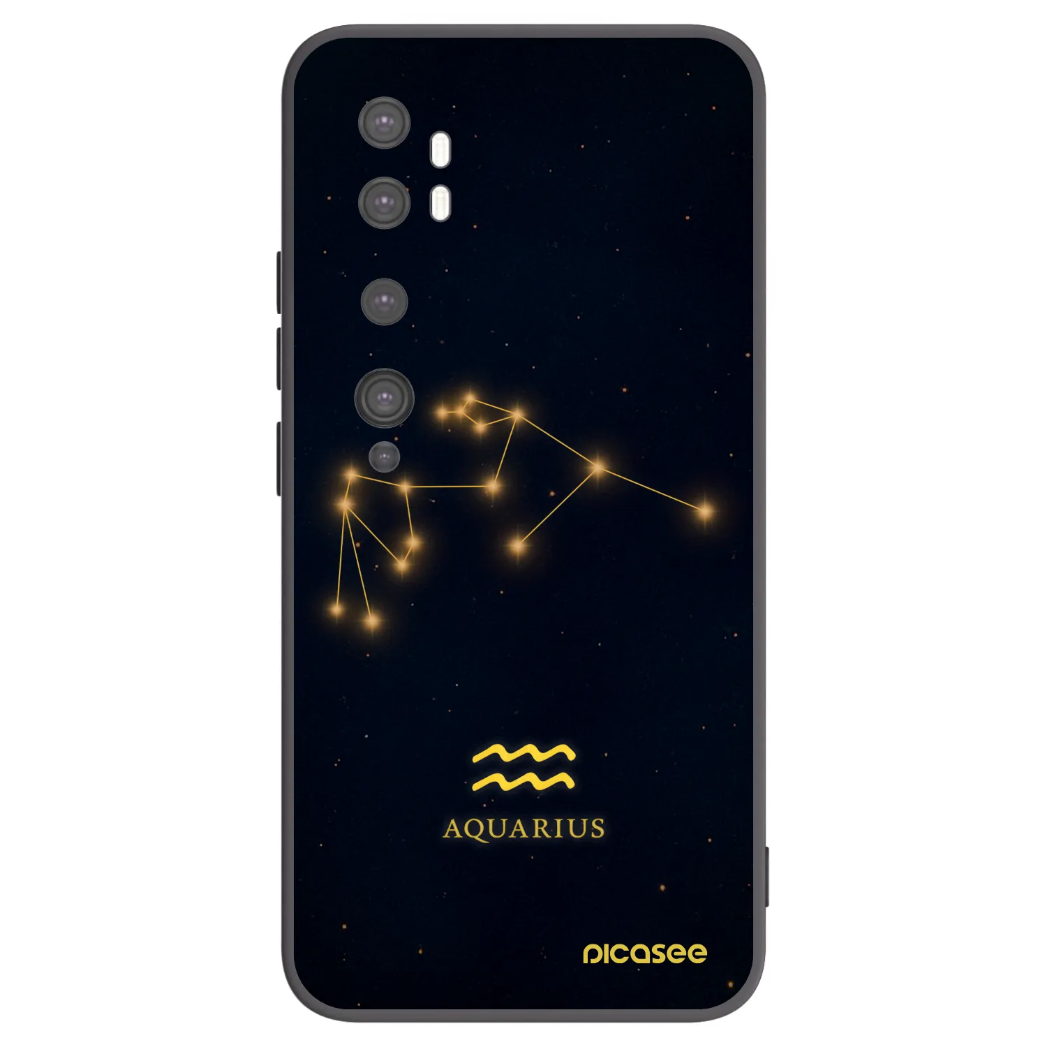Picasee silikonowe czarne etui na Xiaomi Mi Note 10 (Pro) - AQUARIUS