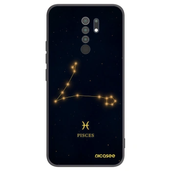 Picasee silikonowe czarne etui na Xiaomi Redmi 9 - PISCES