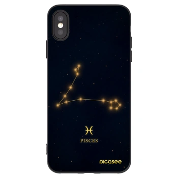 Picasee silikonowe czarne etui na Apple iPhone XS Max - PISCES