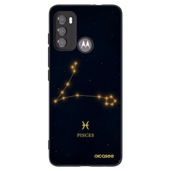 Picasee silikonowe czarne etui na Motorola Moto G60 - PISCES