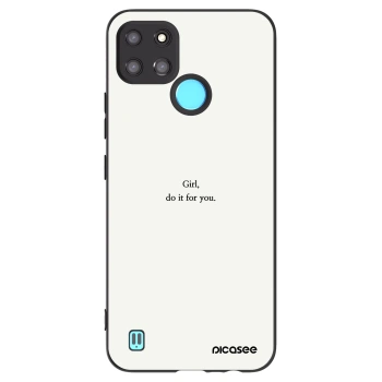 Picasee silikonowe czarne etui na Realme C21Y - Girl, do it for you