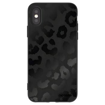 Picasee silikonowe czarne etui na Apple iPhone X/XS - Midnight Leopard