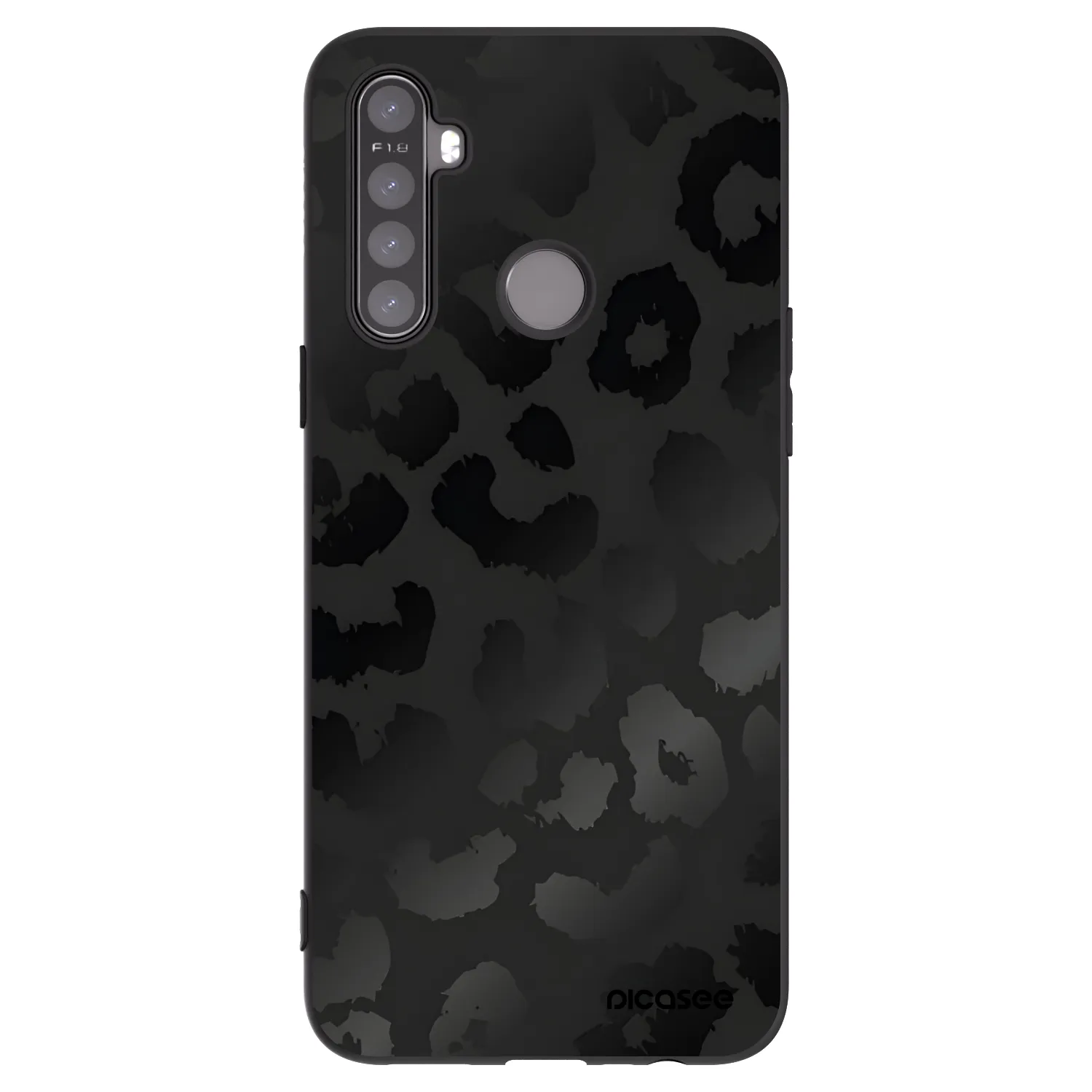 Picasee silikonowe czarne etui na Realme 5 - Midnight Leopard