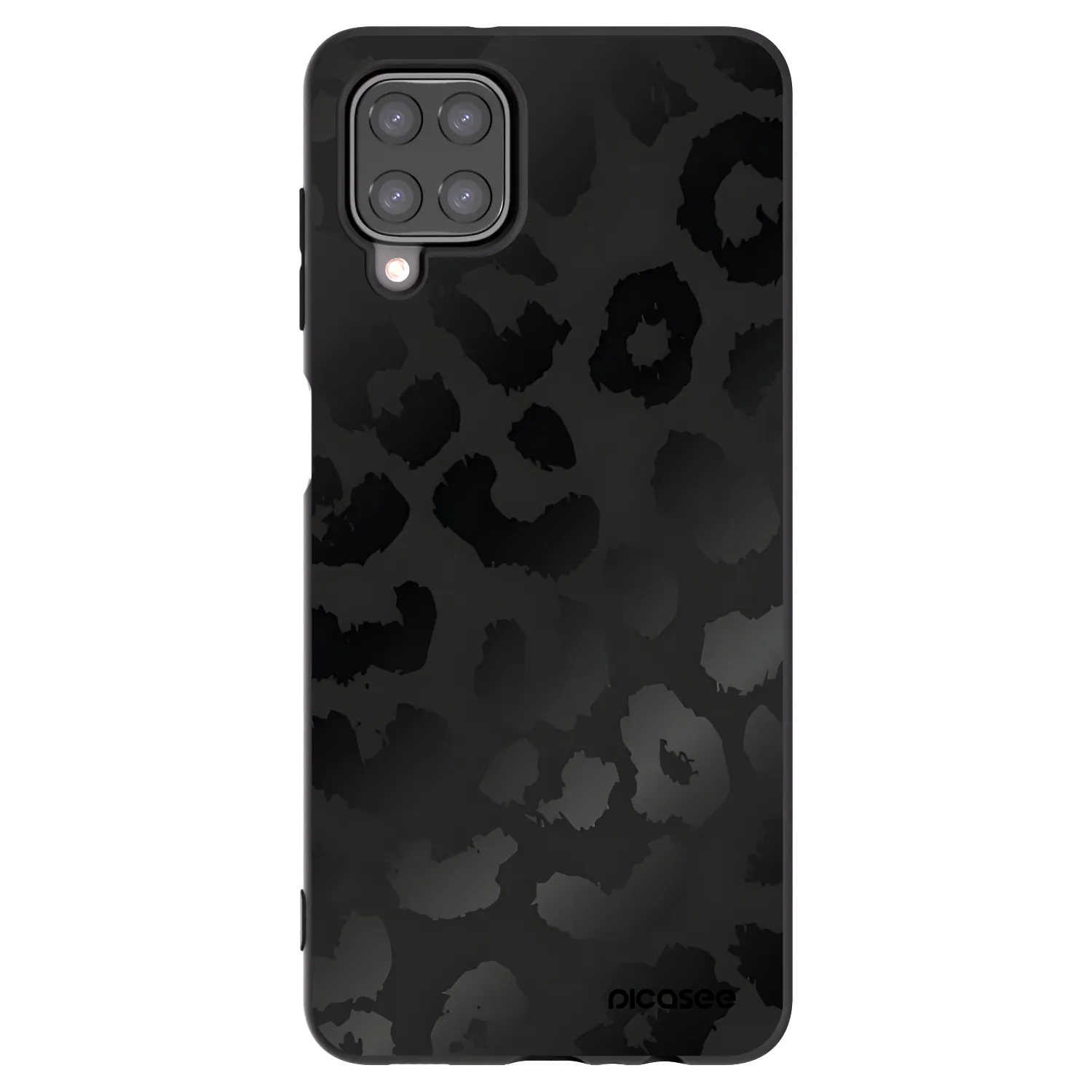Picasee silikonowe czarne etui na Samsung Galaxy A12 A125F - Midnight Leopard
