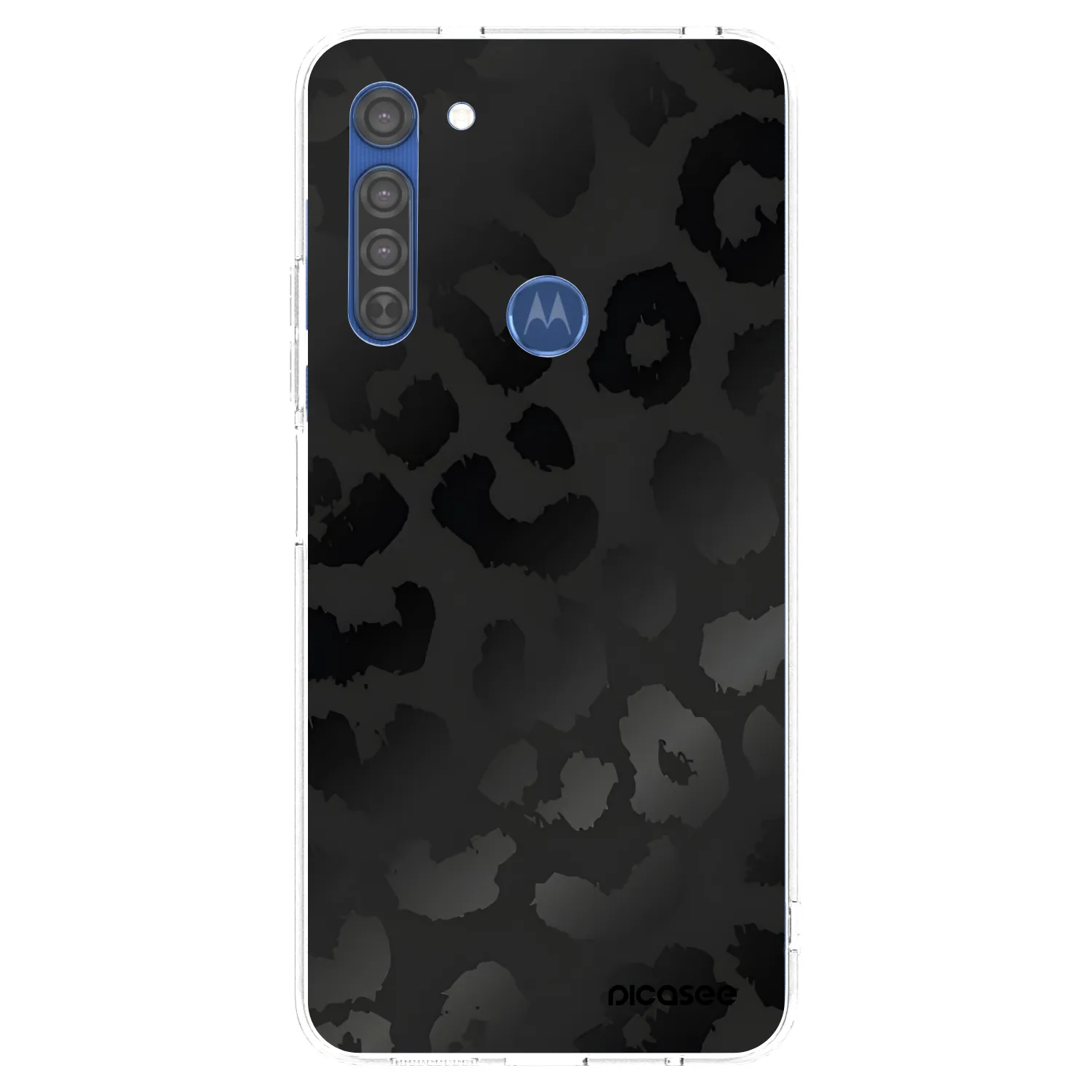 Picasee silikonowe przeźroczyste etui na Motorola Moto G8 - Midnight Leopard