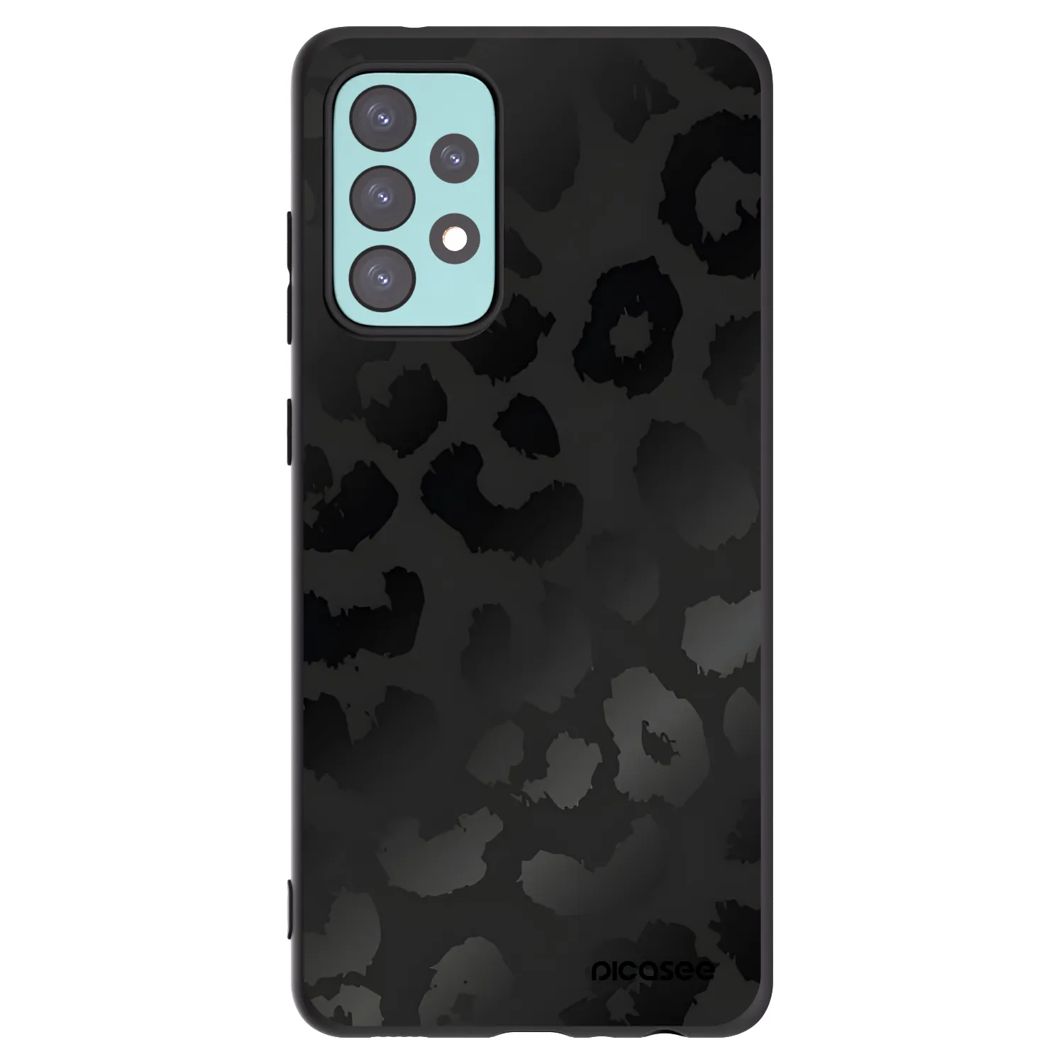 Picasee silikonowe czarne etui na Samsung Galaxy A72 A725F - Midnight Leopard