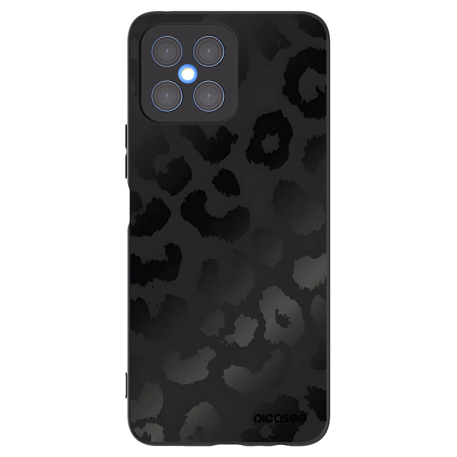 Picasee silikonowe czarne etui na Honor X8 4G - Midnight Leopard