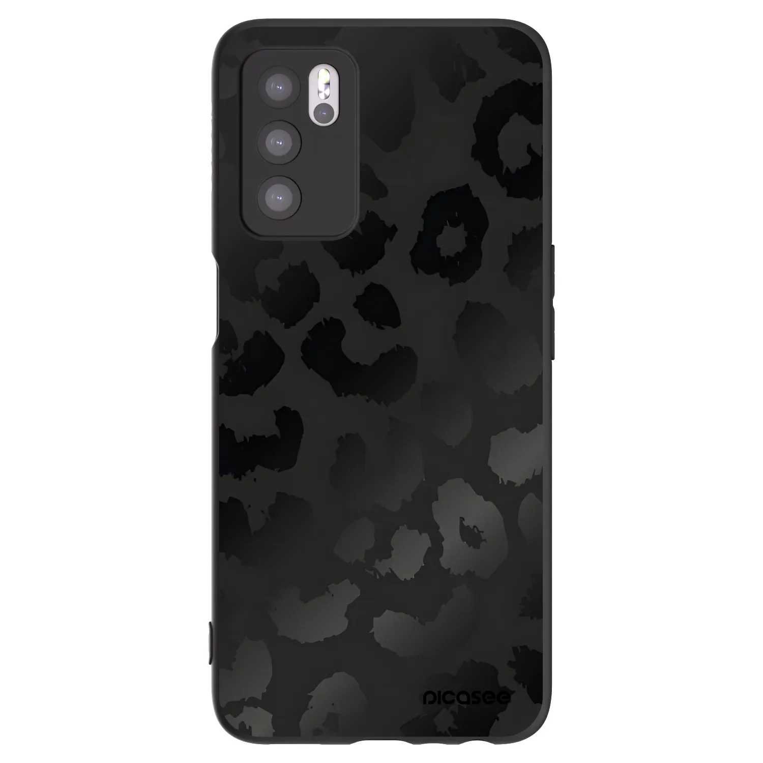 Picasee silikonowe czarne etui na OPPO A16s - Midnight Leopard