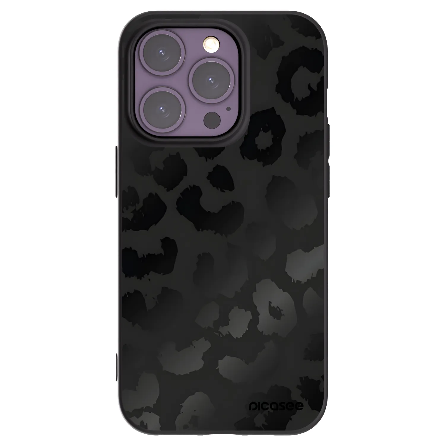 Picasee silikonowe czarne etui na Apple iPhone 14 Pro - Midnight Leopard