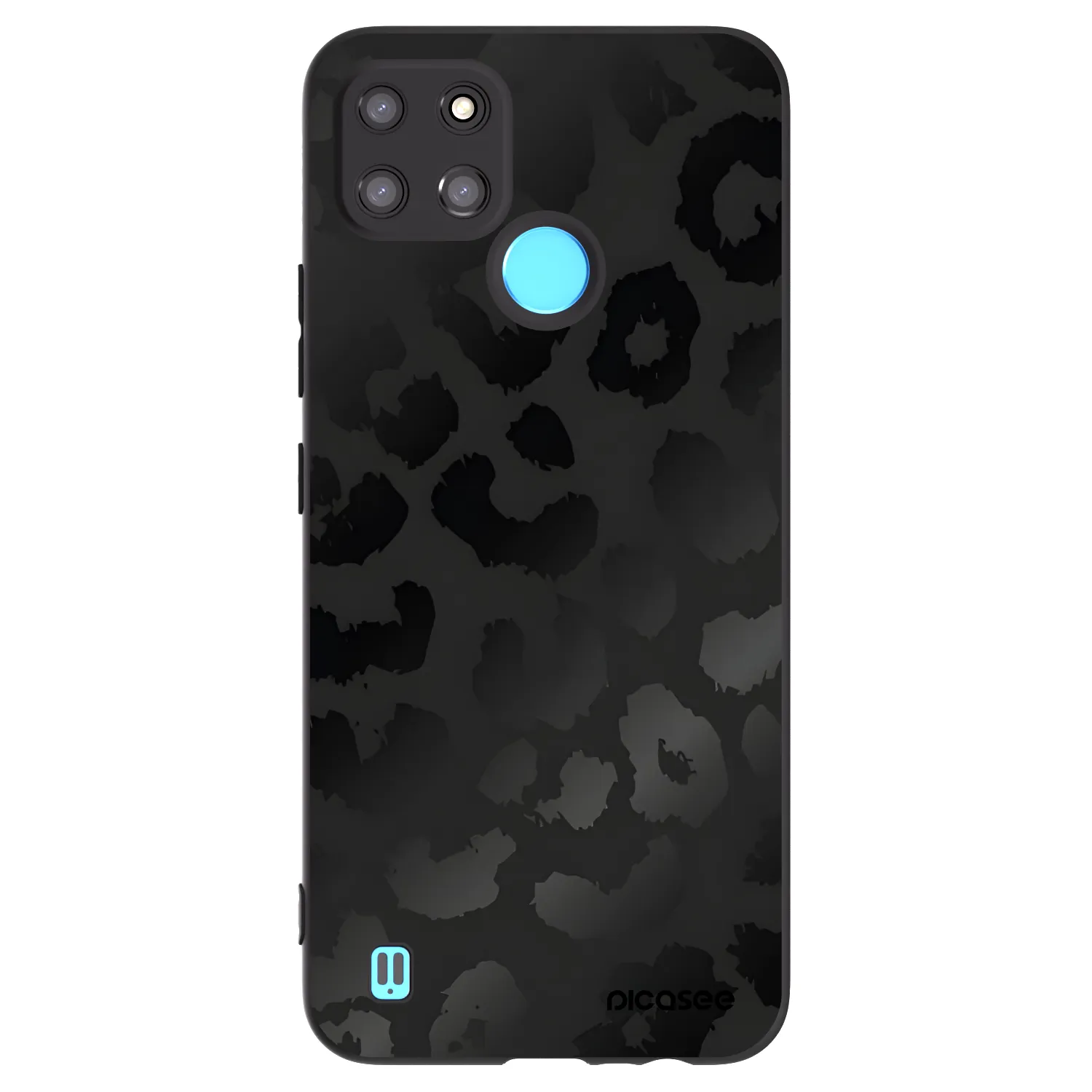Picasee silikonowe czarne etui na Realme C21Y - Midnight Leopard