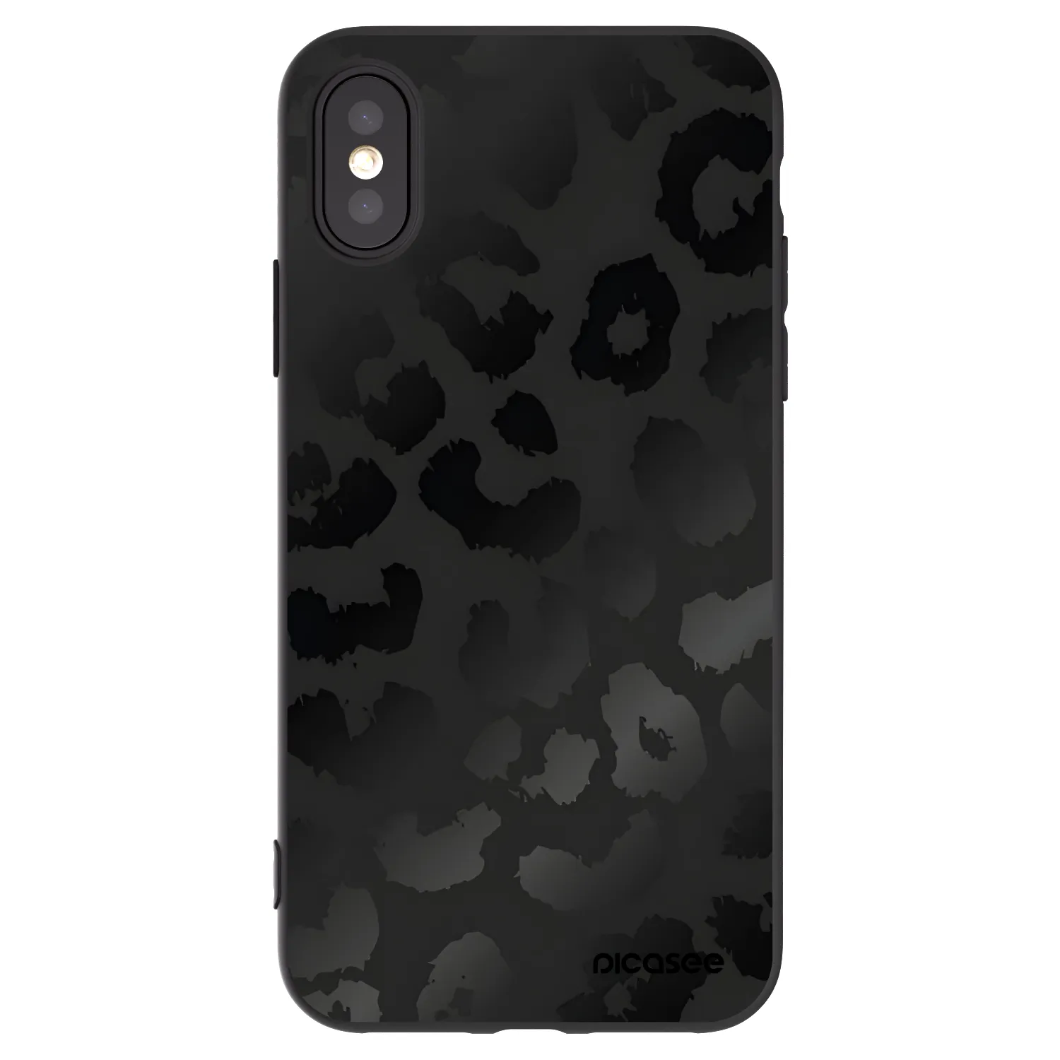Picasee silikonowe czarne etui na Apple iPhone X/XS - Midnight Leopard