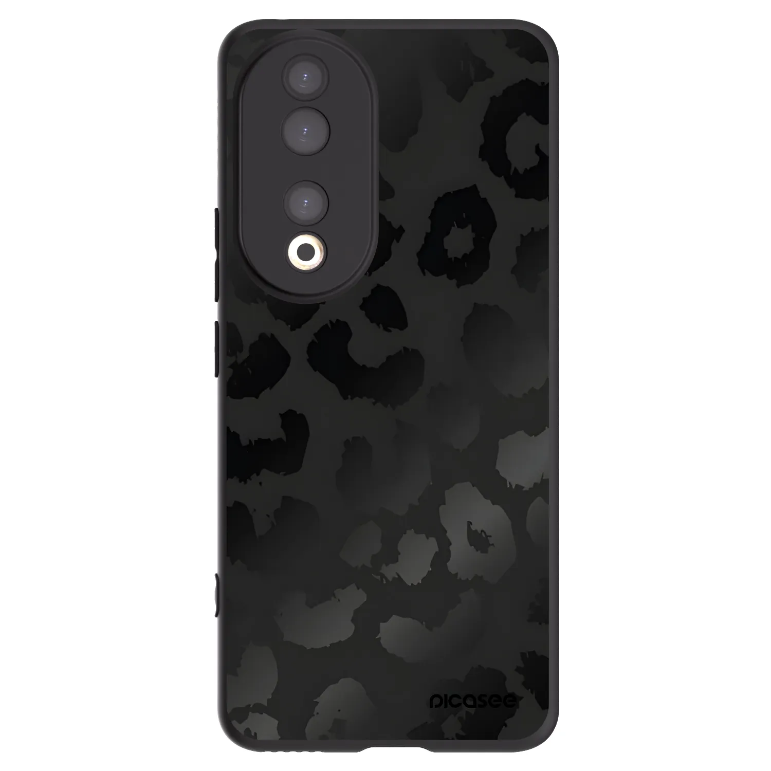 Picasee silikonowe czarne etui na Honor 90 5G - Midnight Leopard
