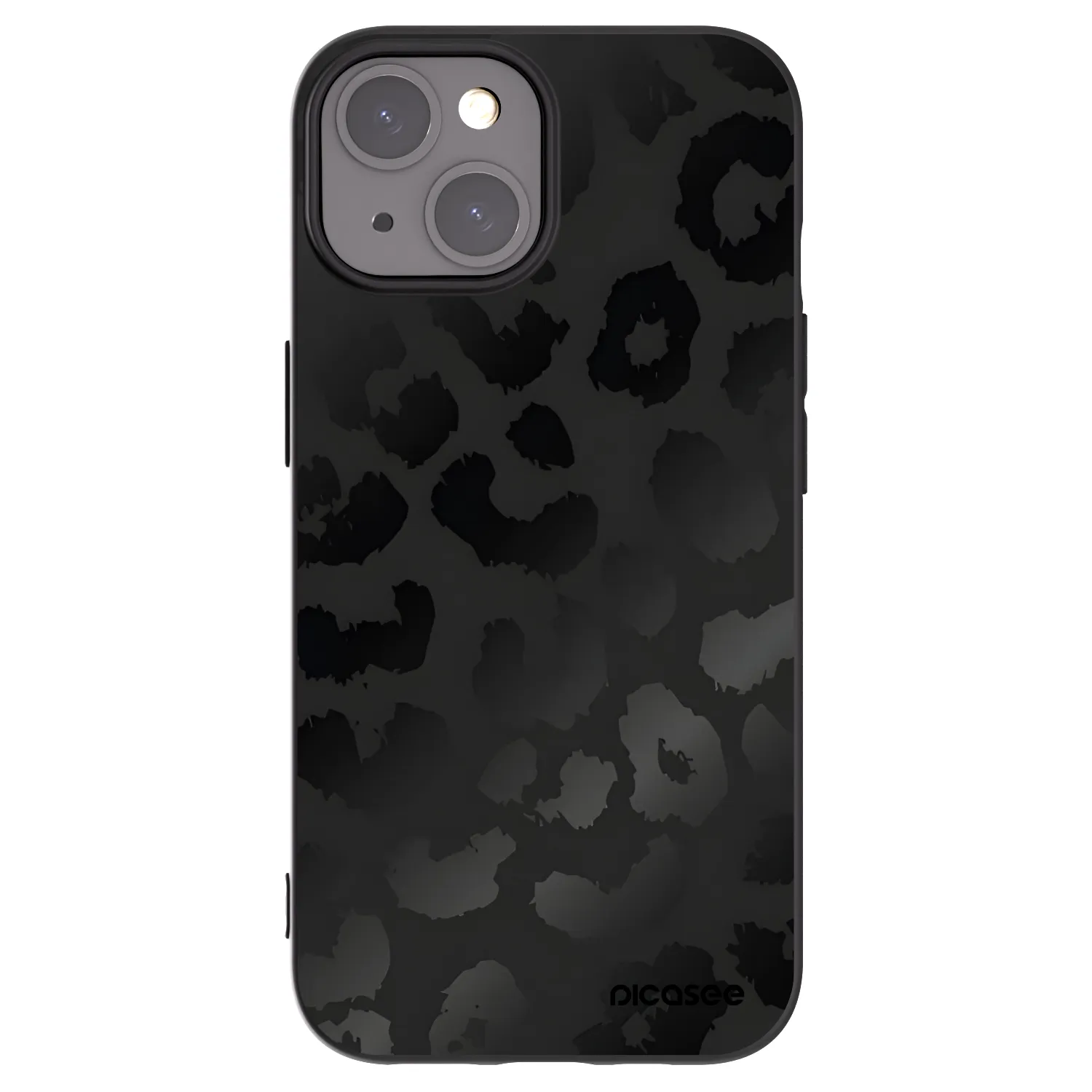 Picasee silikonowe czarne etui na Apple iPhone 15 - Midnight Leopard