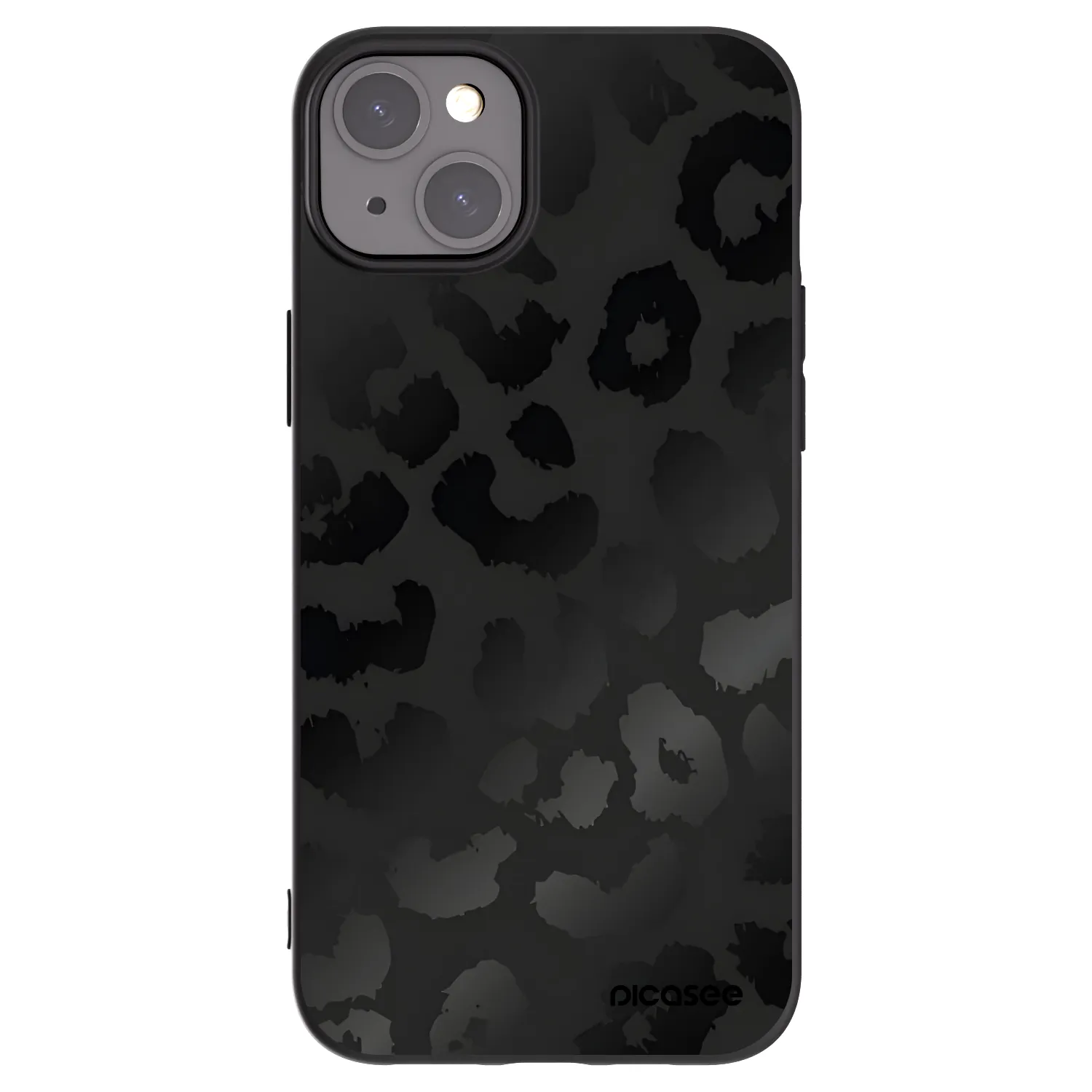 Picasee silikonowe czarne etui na Apple iPhone 15 Plus - Midnight Leopard