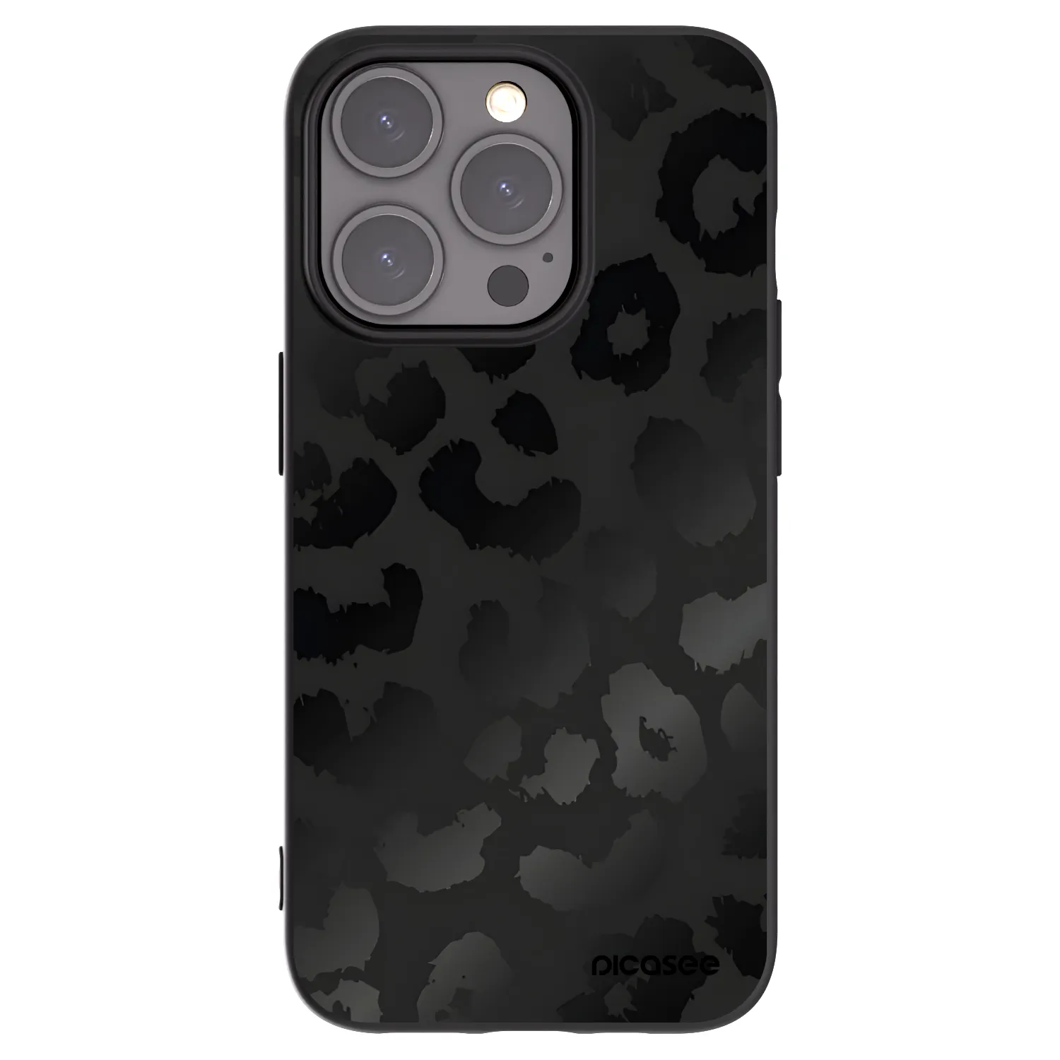 Picasee silikonowe czarne etui na Apple iPhone 15 Pro - Midnight Leopard