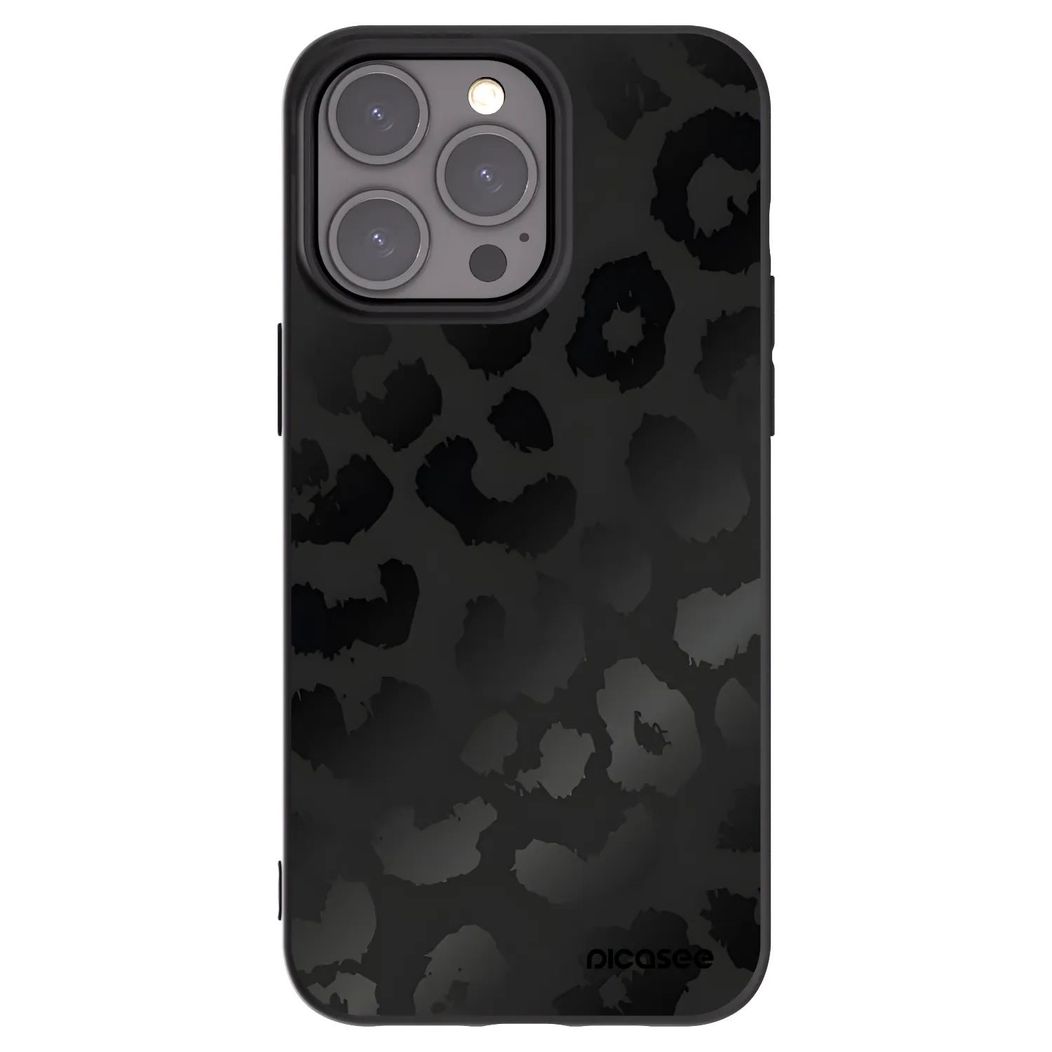 Picasee silikonowe czarne etui na Apple iPhone 15 Pro Max - Midnight Leopard