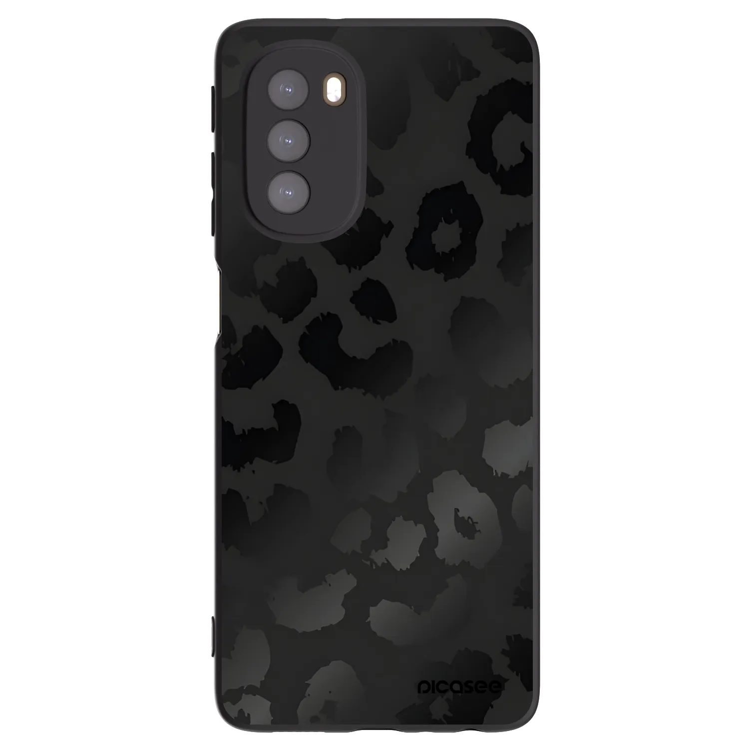 Picasee silikonowe czarne etui na Motorola Moto G51 - Midnight Leopard