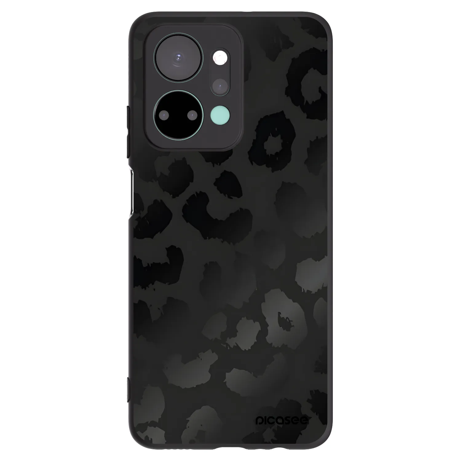 Picasee silikonowe czarne etui na Honor X7a - Midnight Leopard