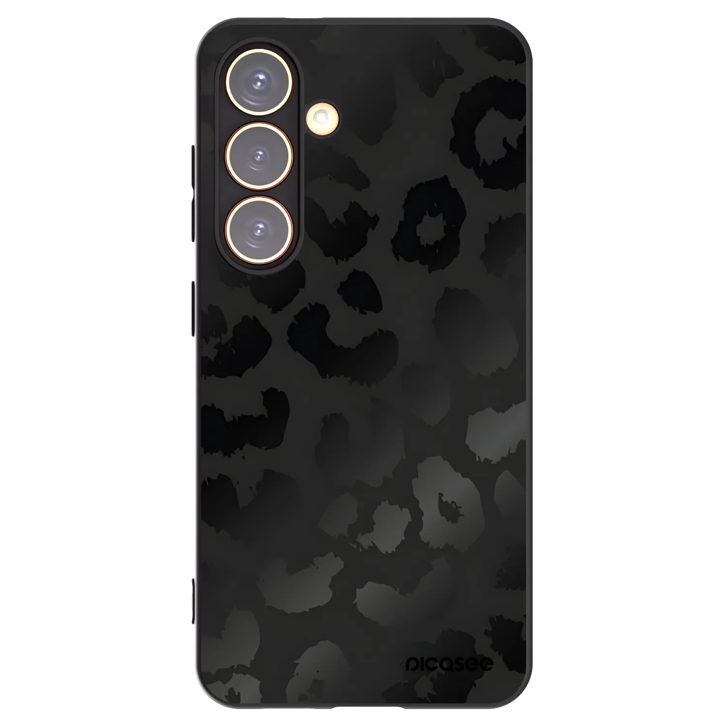 Picasee silikonowe czarne etui na Samsung Galaxy S24 S921B 5G - Midnight Leopard