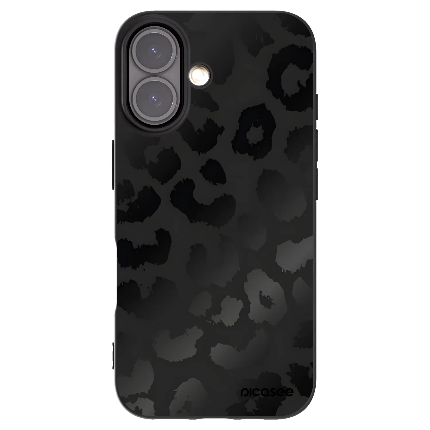 Picasee silikonowe czarne etui na Apple iPhone 16 - Midnight Leopard