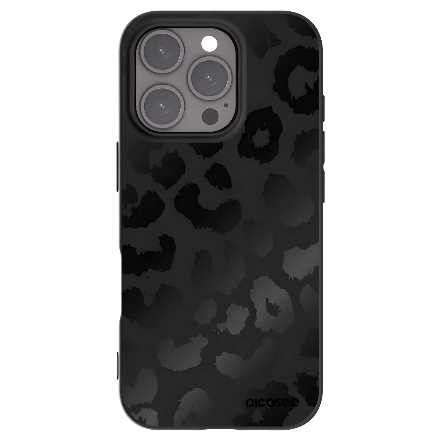 Picasee silikonowe czarne etui na Apple iPhone 16 Pro - Midnight Leopard