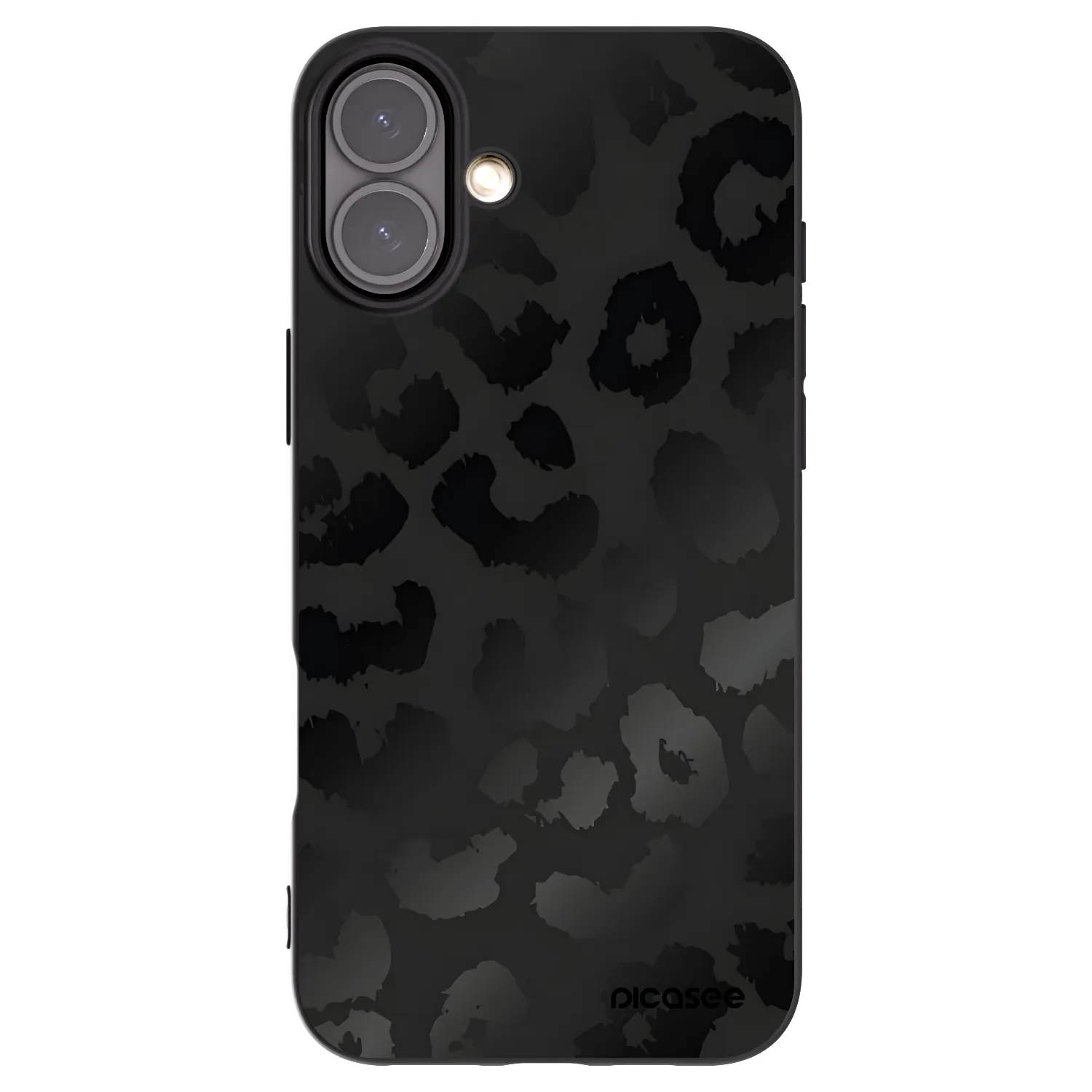 Picasee silikonowe czarne etui na Apple iPhone 16 Plus - Midnight Leopard