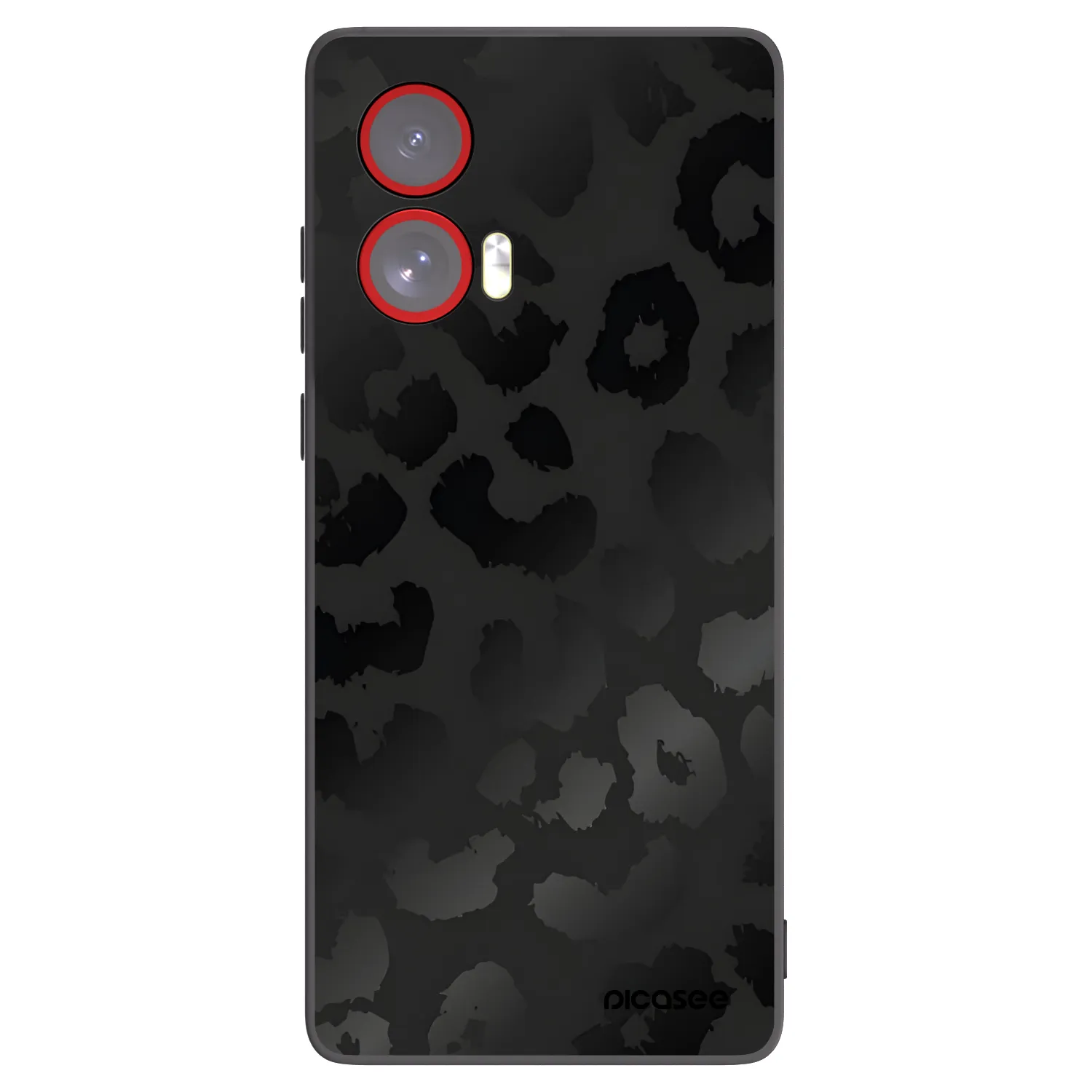 Picasee silikonowe czarne etui na Motorola Edge 50 Fusion - Midnight Leopard