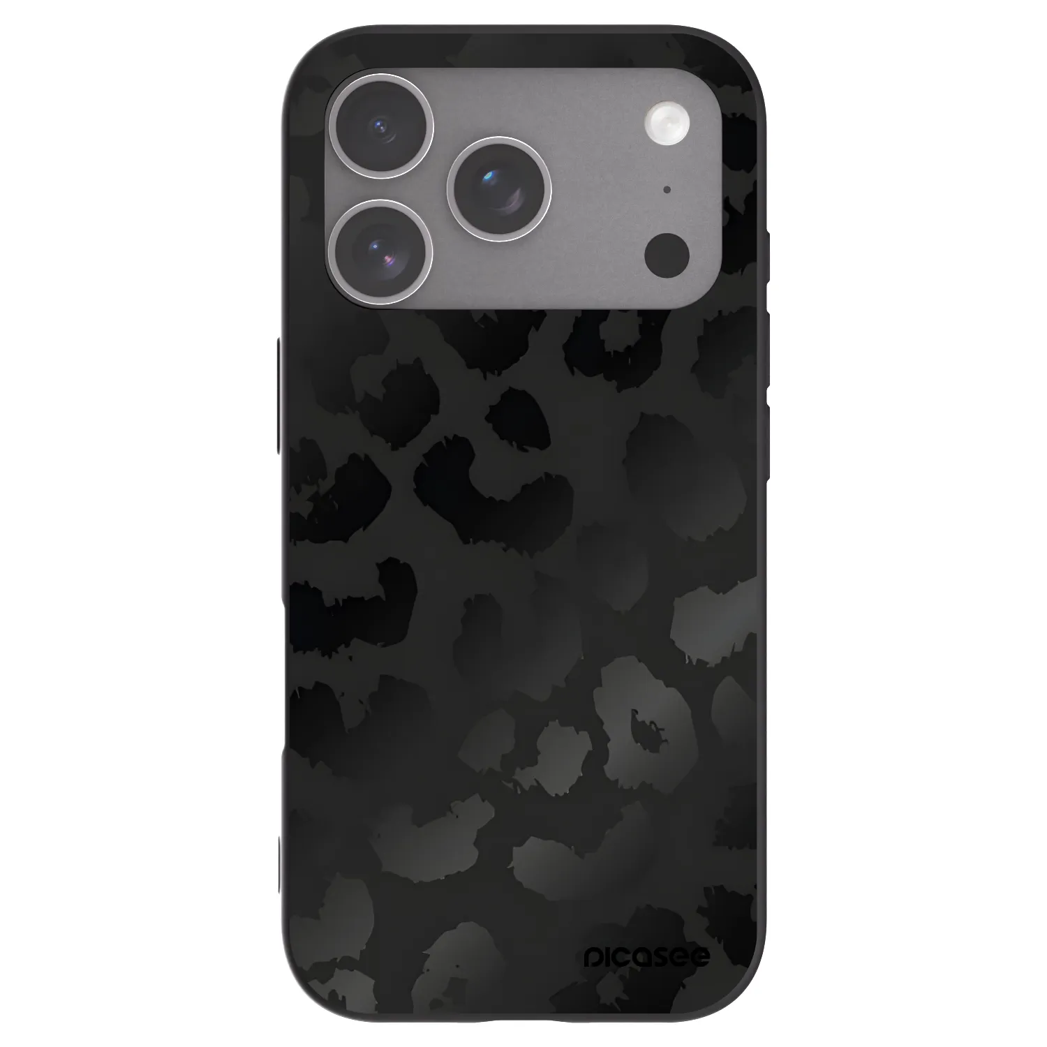 Picasee silikonowe czarne etui na Apple iPhone 18 Pro - Midnight Leopard