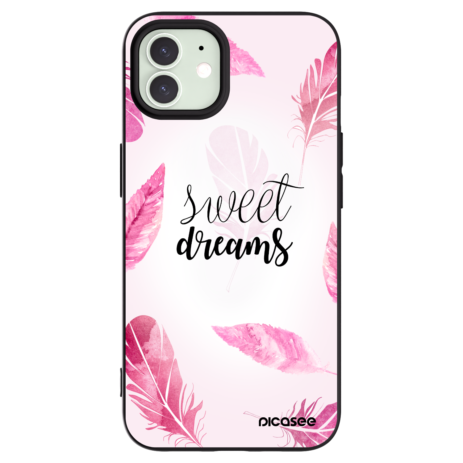 Picasee silikonowe czarne etui na Apple iPhone 12 - Sweet dreams