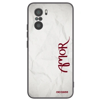 Picasee silikonowe czarne etui na Xiaomi Poco F3 - Amor