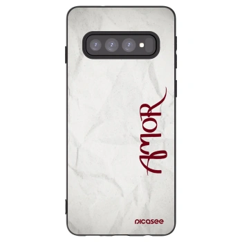 Picasee silikonowe czarne etui na Samsung Galaxy S10 G973 - Amor