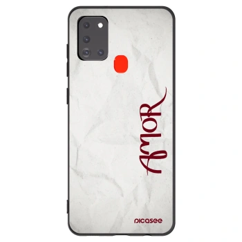 Picasee silikonowe czarne etui na Samsung Galaxy A21s - Amor